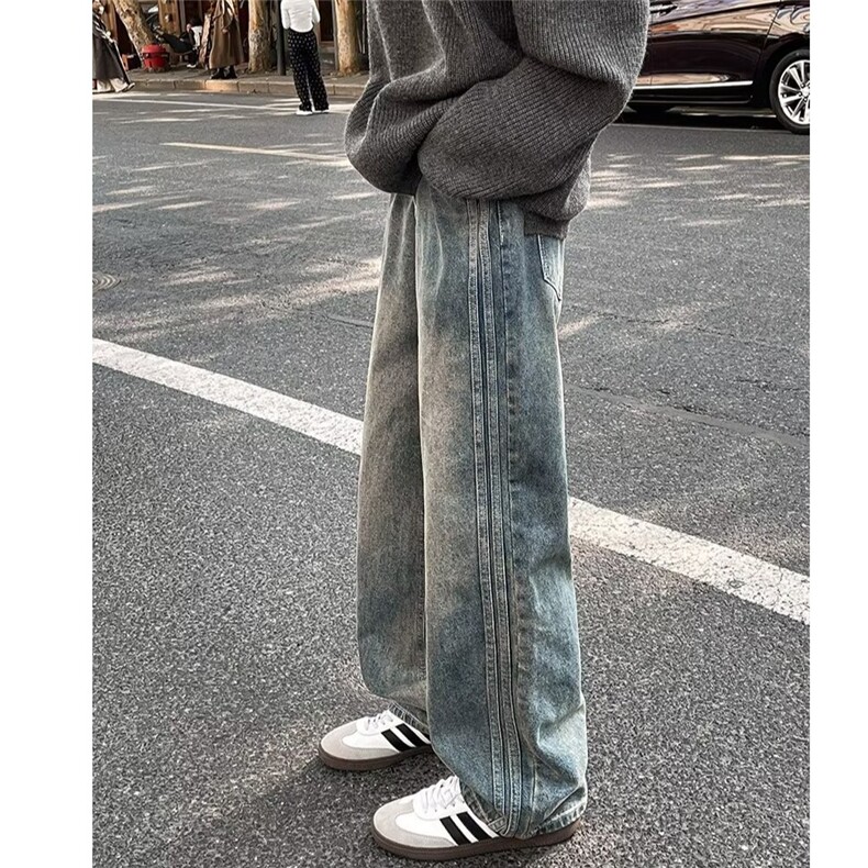 常规直脚潮秋季青少年潮流拉链时尚水洗做旧休闲牛仔裤高腰802,男装牛仔裤,星座506