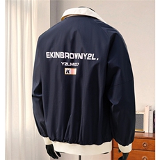 港风美式复古印花字母图案设计双袖三杠织带夹克男JK77766P75控98，男装夹克，星座226-1