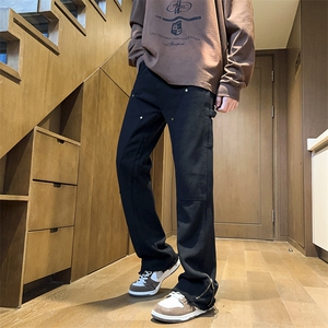 工装牛仔裤休闲裤男生秋季宽松阔腿裤潮牌直筒长裤N24-P48图片