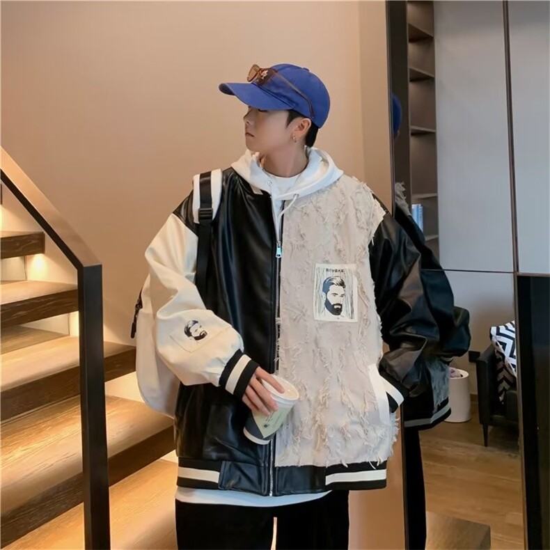 2025外套男春秋潮牌美式拼接棒球服夹克小众设计感情侣ins潮上衣,男装夹克,星座1210-1