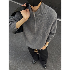 YK86098-P50腈纶45%锦纶24.3%聚酯纤维30.7%立领拉链开衫毛衣男，男装针织衫/毛衣，电商A086-1