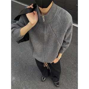 YK86098-P50 腈纶45%锦纶24.3%聚酯纤维30.7%立领拉链开衫毛衣男图片