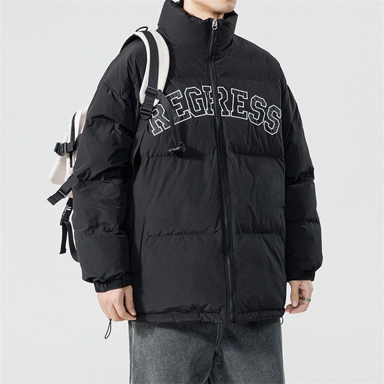 冬季新款韩版印花字母棉衣宽松保暖加厚立领棉服外套MY9066-P100,男装棉衣,电商A128