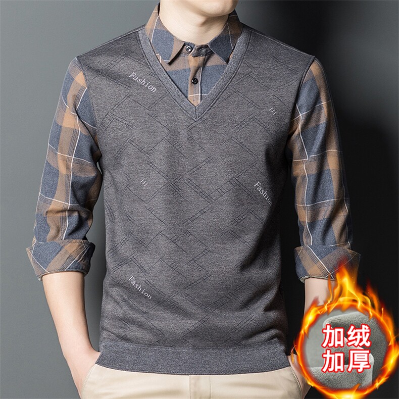 C13305男装冬季加绒衬衣假两件跑量主推品质好P70,男装衬衫,钱塘207-2