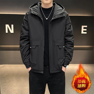 1018-JK919-P75男士冲锋衣款2025新款高端连帽休闲浅色工装图片
