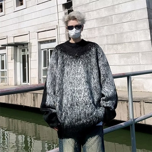 美式毛衣男秋冬季潮牌痞帅针织衫小众设计感慵懒感毛线衣图片