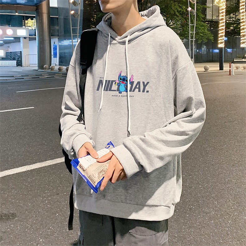 WY2173-P35 加绒款-P40 纯棉连帽卫衣男大码运动帽衫宽松薄外套男图片