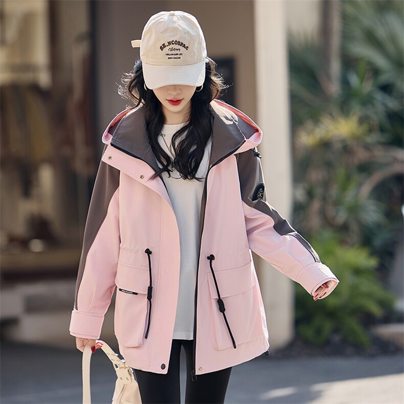 工装冲锋衣女2026春新款宽松休闲户外运动夹克上衣连帽风衣外套，女装套装/套裙，凯瑟曼