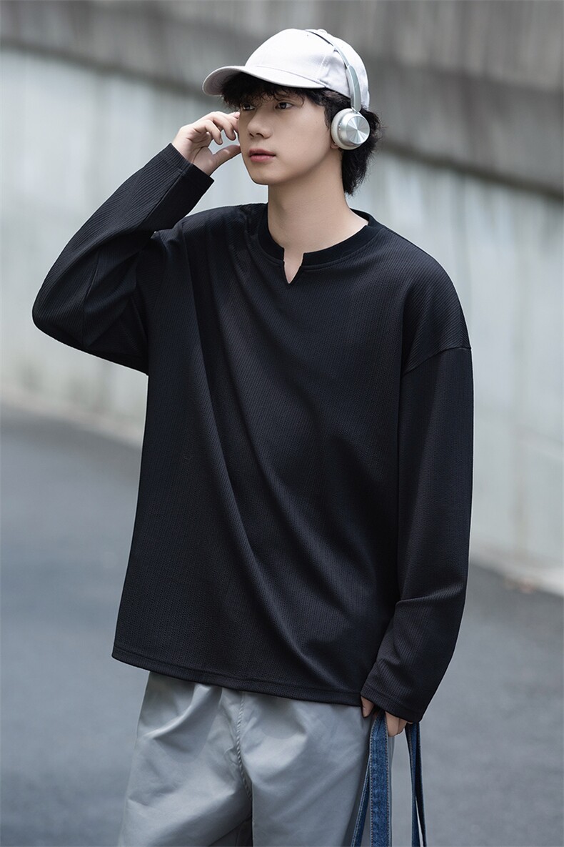Y600-P35春款港风休闲圆领卫衣男落肩打底衫潮流百搭上衣外,男装T恤,星座1204
