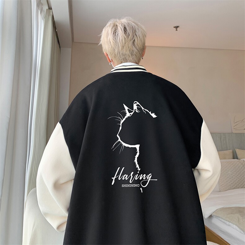 摇粒绒棒球服男大码开衫卫衣男夹克 BF86344-P65图片