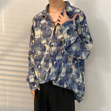 2025秋季扎染长袖衬衫男青少年渐变迷彩衬衫百搭衬衣CS2304-P35，男装衬衫，电商A062