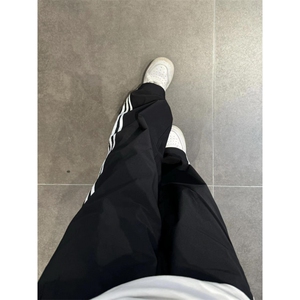 cleanfit美式三条杠织带休闲卫裤男生松弛感穿搭裤子弯刀直筒裤潮图片