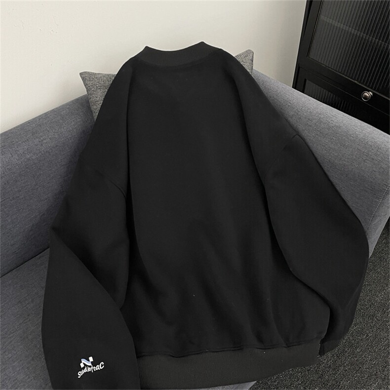 春秋季纯色简约外套潮流新款宽松休闲百搭棒球服外套,男装卫衣,星座410-7