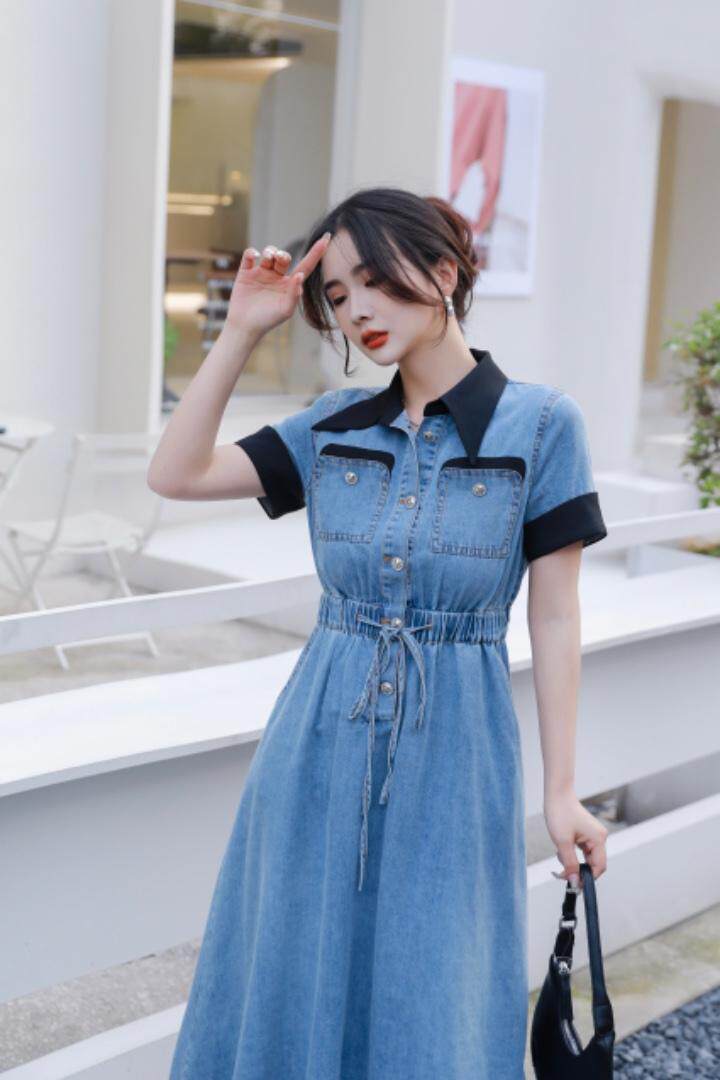 2023年夏装牛仔连衣裙，女装连衣裙，贻思茗
