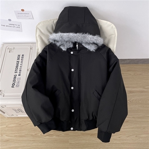 美式高级感连帽毛领cleanfit座山雕外套男冬夹克棉服潮TT220 P92图片