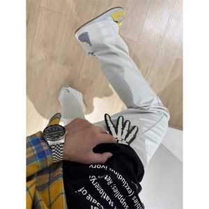 龙叨叨同款磨破牛仔裤ZK0393-特批48图片