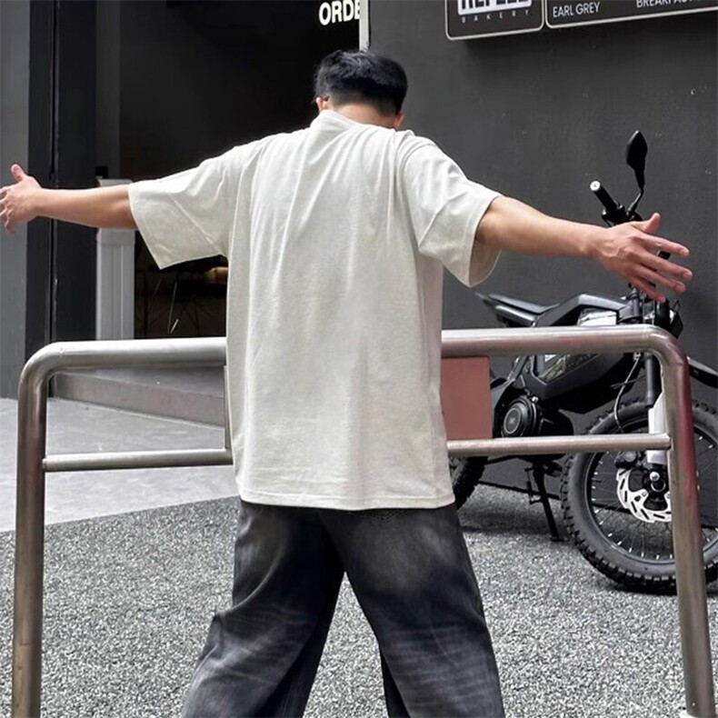 万针全刺绣工艺高品质260克双纱纯棉美式高街短袖T恤特P33,男装T恤,电商A486