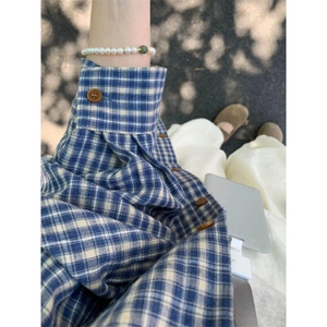 【档口现货】CS345LL-特P35cleanfit蓝色格子衬衫男慵懒风衬衣图片