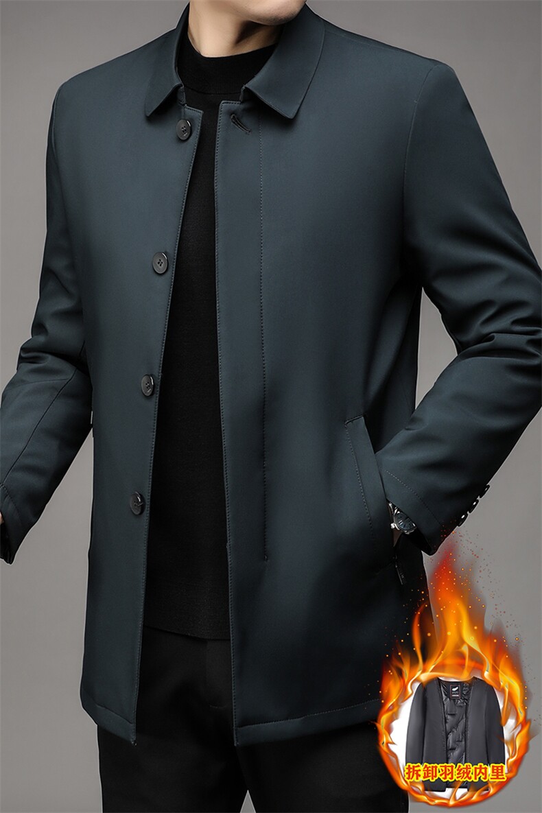 羽绒服男士可拆卸内胆保暖中年爸爸冬装加厚外套干部休闲夹克男装,男装羽绒服,电商B212（原钱塘6029）