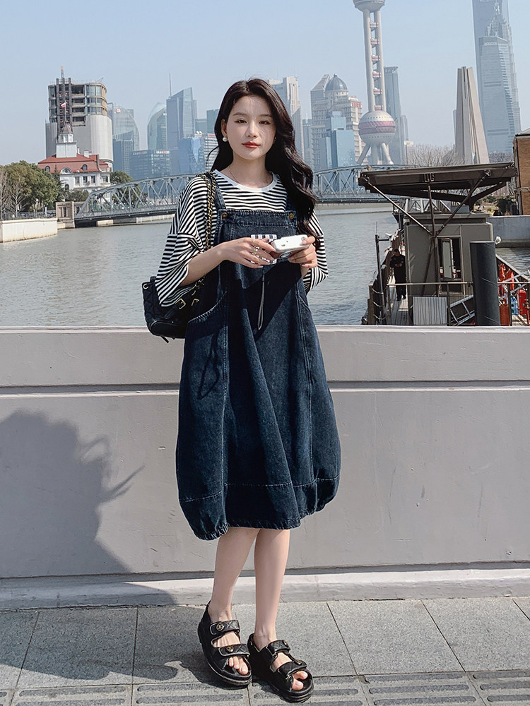 春现减龄简约花苞裙牛仔灯笼裙套装B190-F8707-P105-K158-T40-k1,女装套装/套裙,2B190