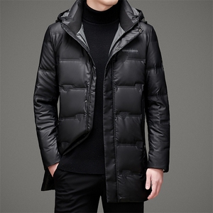 高端羽绒服男士2025年冬季新款中长款加厚白鸭绒保暖连帽外套男款图片