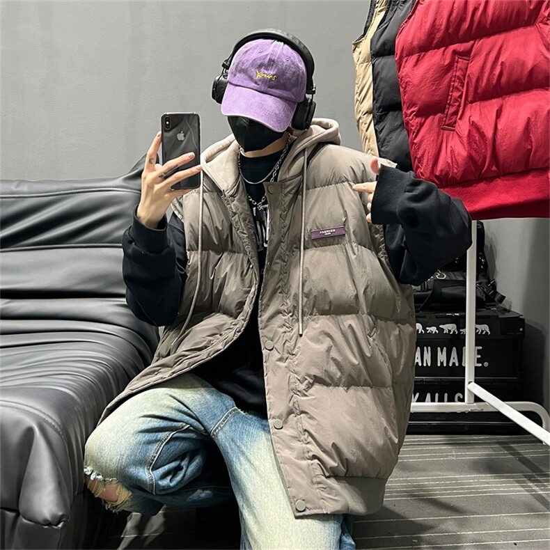 电商DSA028-MJ2301100聚酯P80新款连帽假2件马甲男，男装背心/马甲，电商A028