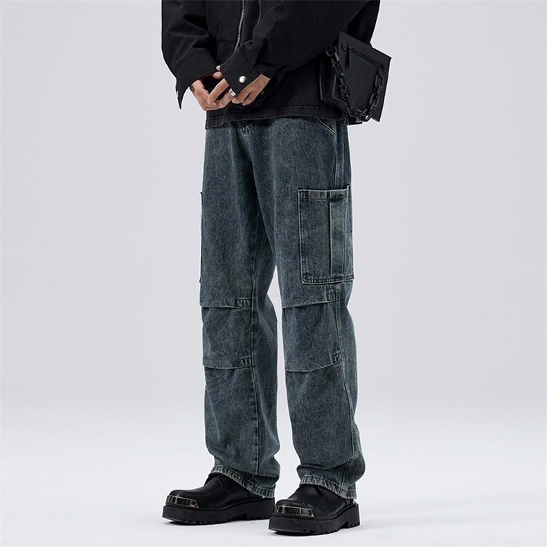 2026春季款无影墙牛仔裤男复古直筒宽松潮牌高街工装休闲DY79-P85，男装牛仔裤，电商A178-1