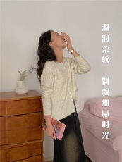 2025年秋季单排扣常规单件长袖落肩袖开衫时尚百搭，女装针织衫/毛衣，洛丽兰可