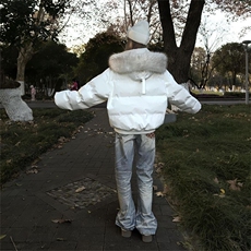 有货网图大毛领连帽棉服女冬季保暖宽松棉衣外套MF431-P95，男装棉衣，星座412-3