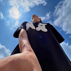 2025夏季新款男女装可爱贴布绣小狗短袖情侣半袖T恤潮牌上衣，男装T恤，星座506A