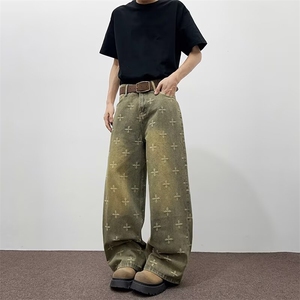 水洗做旧黑灰色版型牛仔裤男女直筒微喇cleanfit长裤潮流气质新款图片