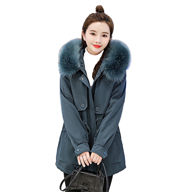 休闲时尚2021冬季宽松韩版中长款棉衣，女装棉衣/棉服，涵亦佰惠