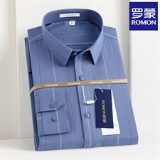 长袖衬衫男春秋季2023新款翻领纯色商务衬衣中年丝滑冰丝寸衫薄，男装衬衫，电商B212（原钱塘6029）