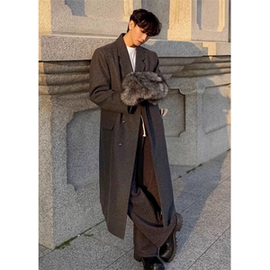 冬款毛呢大衣男冬季加厚长款过膝宽松呢子风衣外套 MW17图片