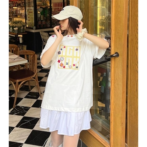 万针全刺绣工艺抖音得物高品质260克重磅纯棉双纱美式高街短袖T恤图片