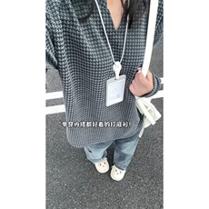 XZ809A/SYR13/特P24/控48千鸟格小香风V领长袖T恤卫衣，男装T恤，星座809A(原222-1)
