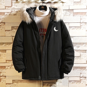 MM48055-P130冬季大毛领衣男士大码加厚袄男服砖墙挂拍,咖色格纹外套怎么搭配图片