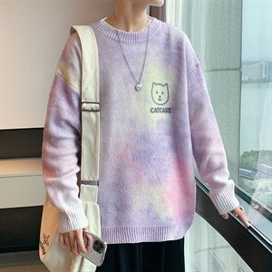 2023秋冬新款男士轧染圆领卫衣潮牌百搭针织衫M316P65控78图片