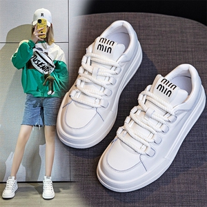 厚底真皮小白鞋女2023春秋新款牛皮软底女鞋百搭运动休闲板鞋图片