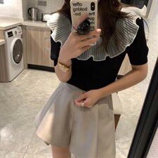 新款木耳边针织上衣冰爽面料，其它，XTZ style