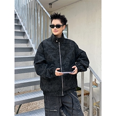 春季抖音得物品质扎染PU皮衣立领雾面皮夹克外套男6153-TP43，男装夹克，星座207