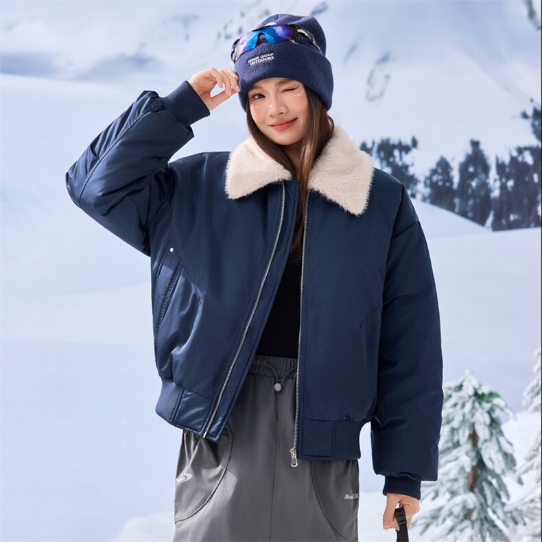 90绒新款冬季可拆卸羊羔毛加厚翻领情侣羽绒服 XZ309 Y95750 P188图片