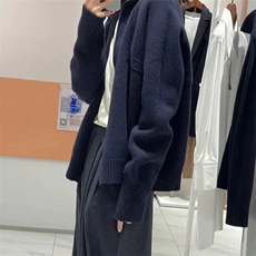 半开领拉链羊毛衫女套头翻领宽松慵懒风毛衣针织打底衫显瘦，女装羊毛衫，唯若美羊绒