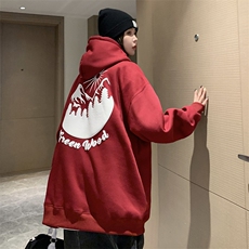 eq174中性风发泡印连帽套头卫衣男女情侣装秋装外套2024新款，男装卫衣，电商C306-1