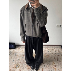宽松休闲百搭呢料撞色格子外套D328-JK21-P118，女装短外套，电商D328