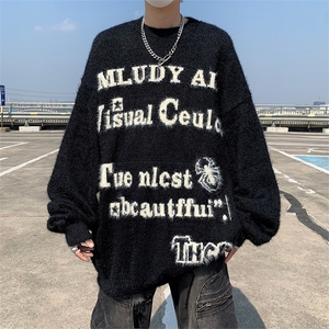 毛衣秋冬款圆领毛衫复古仿貂毛小众慵懒风圆领针织衫MY09177-P55图片