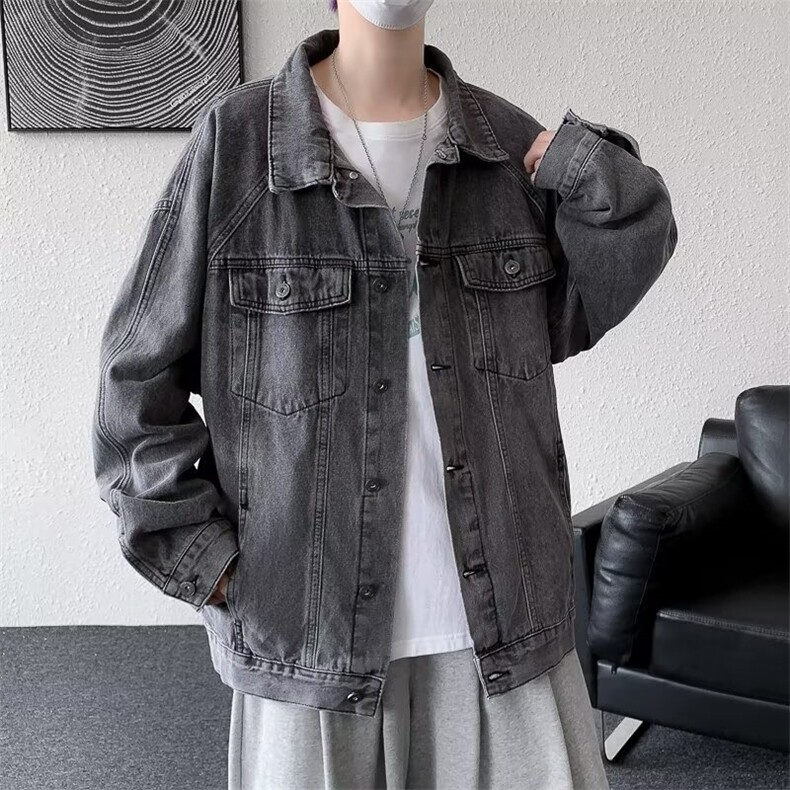 春秋新款宽松牛仔外套男工装夹克百搭港风休闲上衣服JK8808/P58,男装夹克,星座506