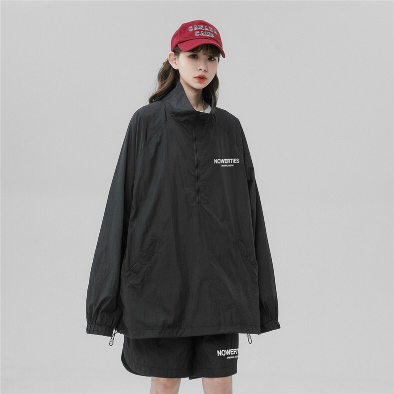 中性风23夏季时尚UPF50+防晒服套装印花薄款两件套TZ1281P75控98,男装防晒衣,A247A