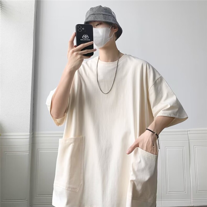夏季男款纯棉工装五分袖T恤衫宽松大码T005p33,男装T恤,星座1013
