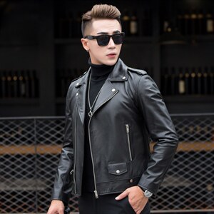 BL-DK7132海宁皮衣男绵羊皮夹克外套韩版修身商务男装P750，男装皮衣，电商B360
